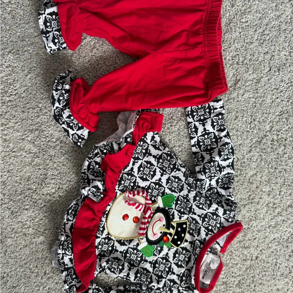 Rare Editions Red and Black Baby Outfit